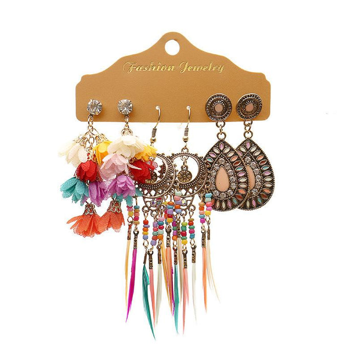 3 pairs/set Earrings Bohemian Style Jewelry X0X36208