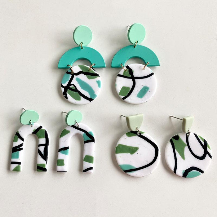 Polymer Clay Graffiti Green Earrings