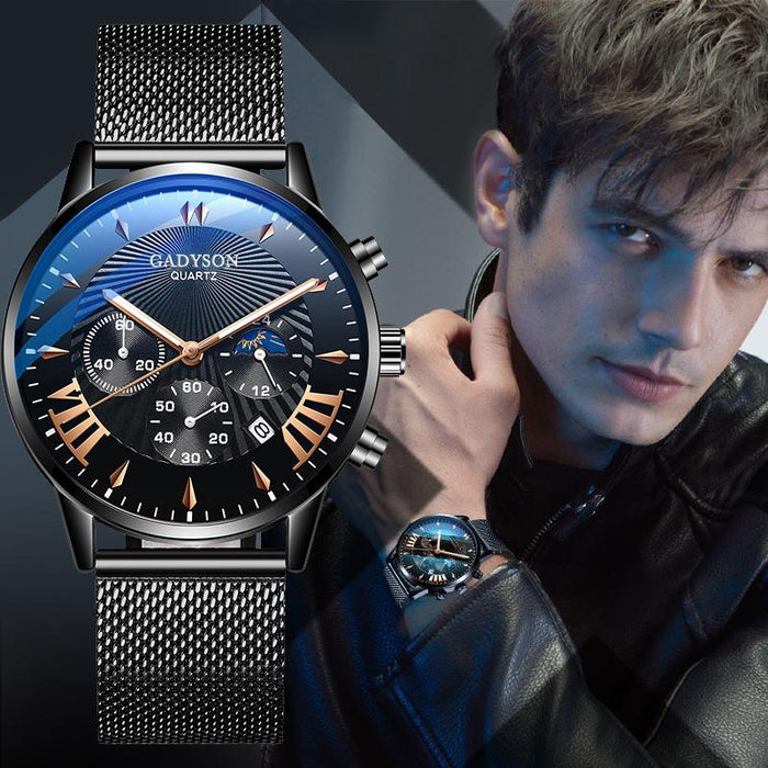 Mens Quartz stainless Steel Wristwatch Business Date Watch Luxury Clock