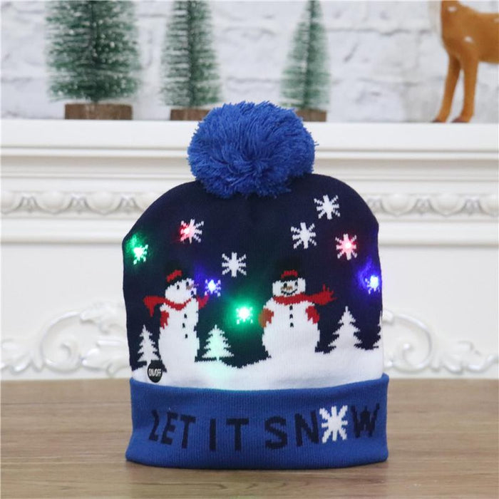 Christmas Decorations Adult Children's Luminous Knitted Hat