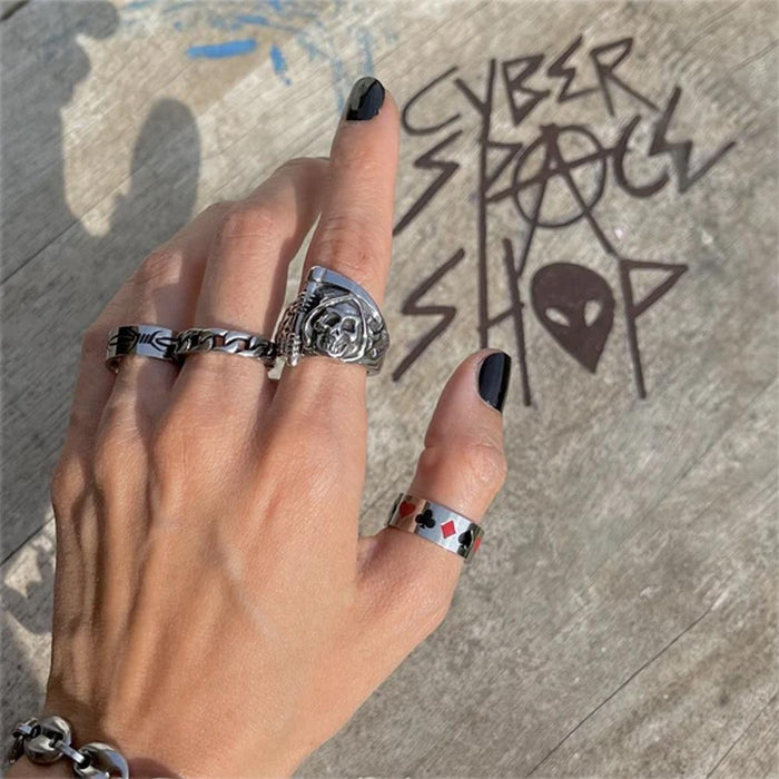 Gothic Punk Heart Grog Skull Rings
