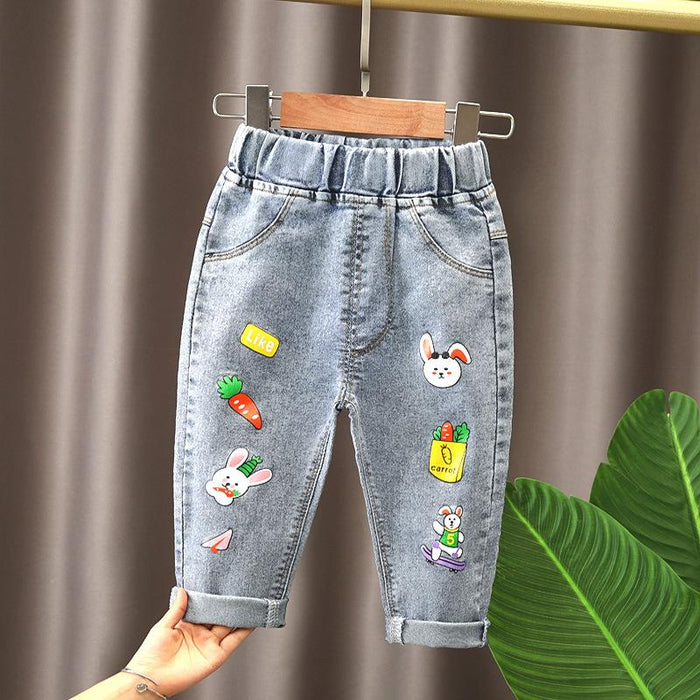 Girls Casual Cartoon Winter Jeans For 2-6 Years