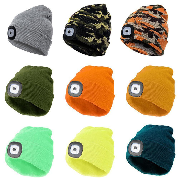 Rechargeable Usb Led Light Keep Warm Beanie