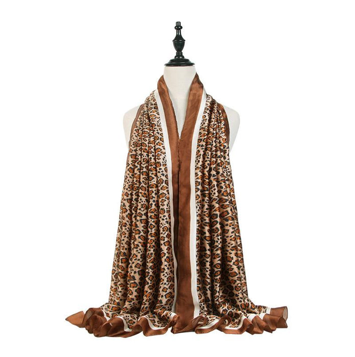 Long Scarf Leopard Print New Satin Print Sunscreen Shawl Scarf