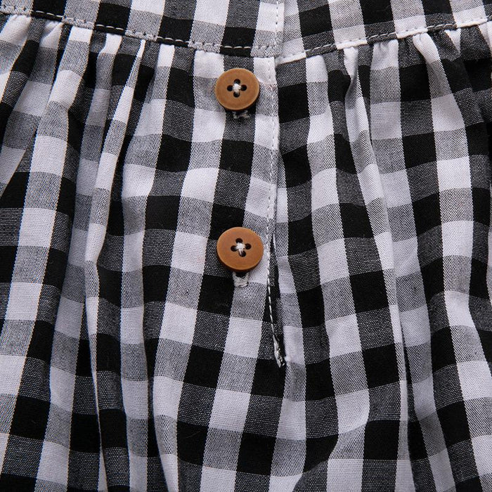 White T-shirt + Plaid suspender pants two-piece children's set