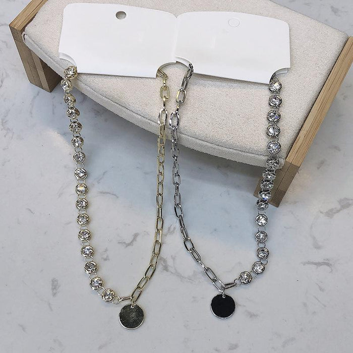 Vintage Round Pendant Necklace Sweater Chain Women's Accessories