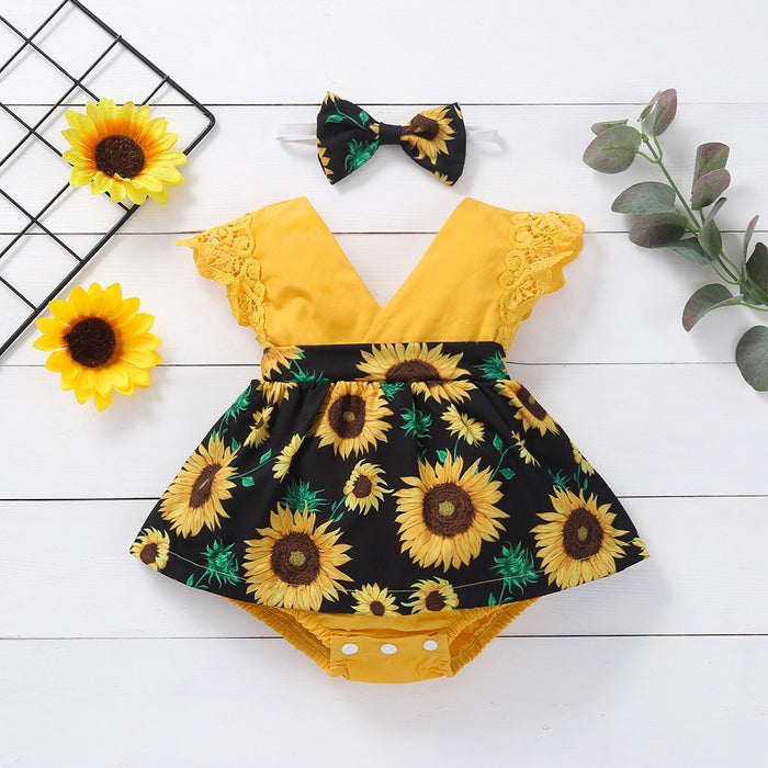 V-neck fashion split sunflower triangle