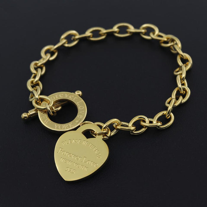 Heart Shape Titanium Steel Plating Bangle