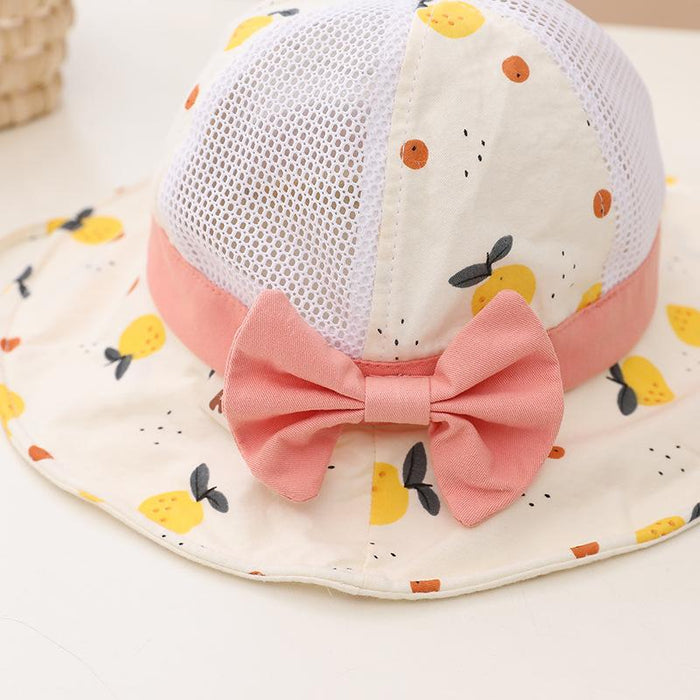 Summer Cute Bow Children's Breathable Mesh Fisherman Hat