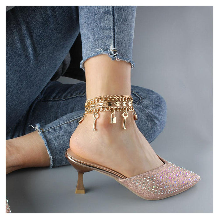 Alloy Lock Pendant Multi-layer Foot Chain Female Foot Decoration