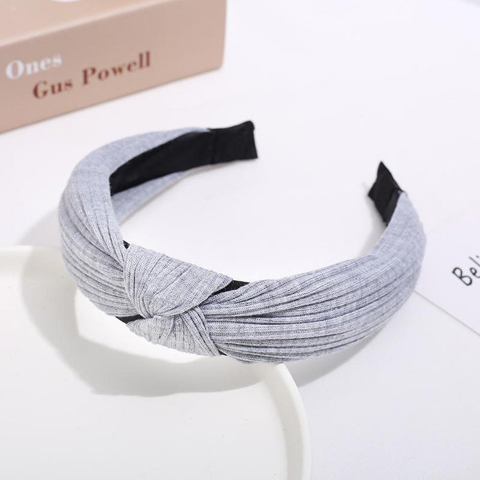 New Flower Headband Women Solid Color Knotted Hairband