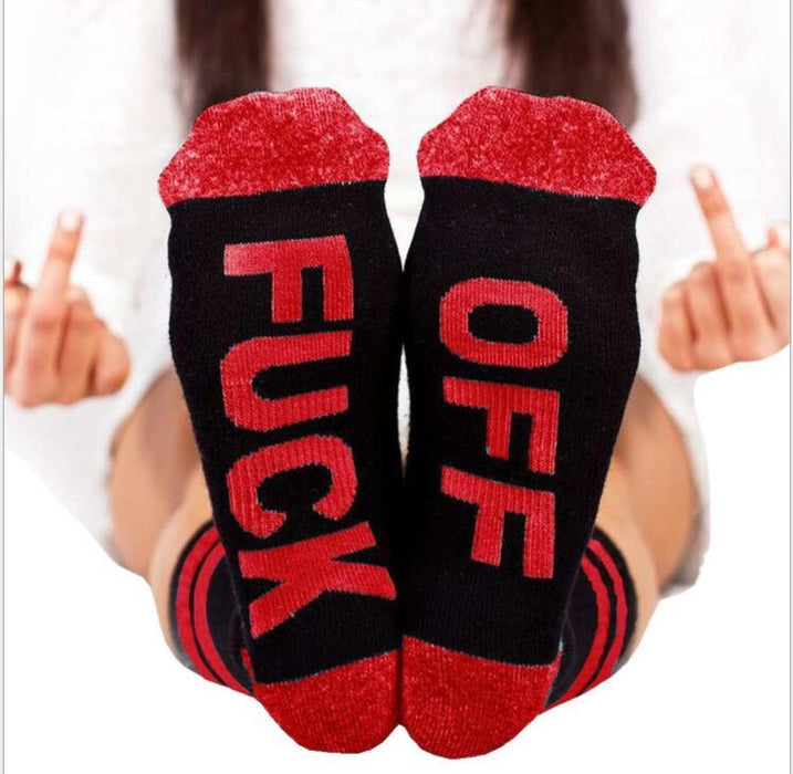 fuckoff Knitted Letter Cute Meia Funny socks