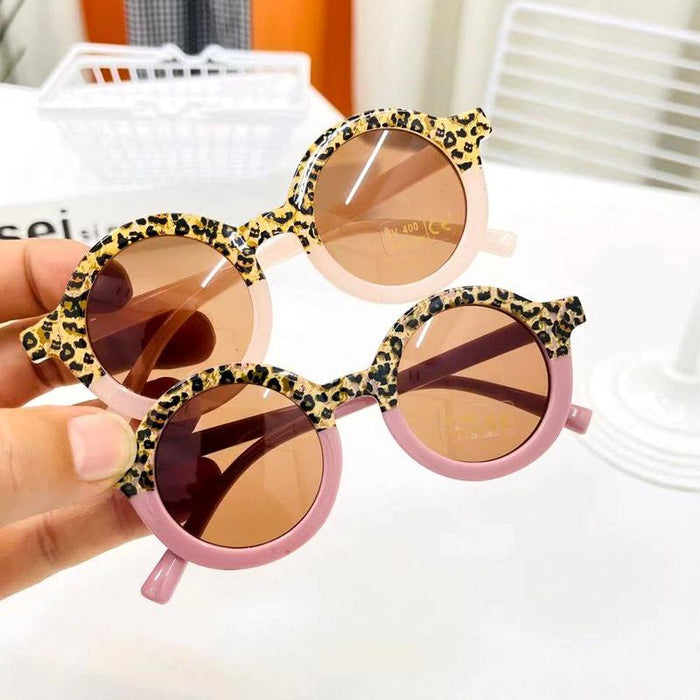 Children's sunglasses Fashion round frame Leopard Print