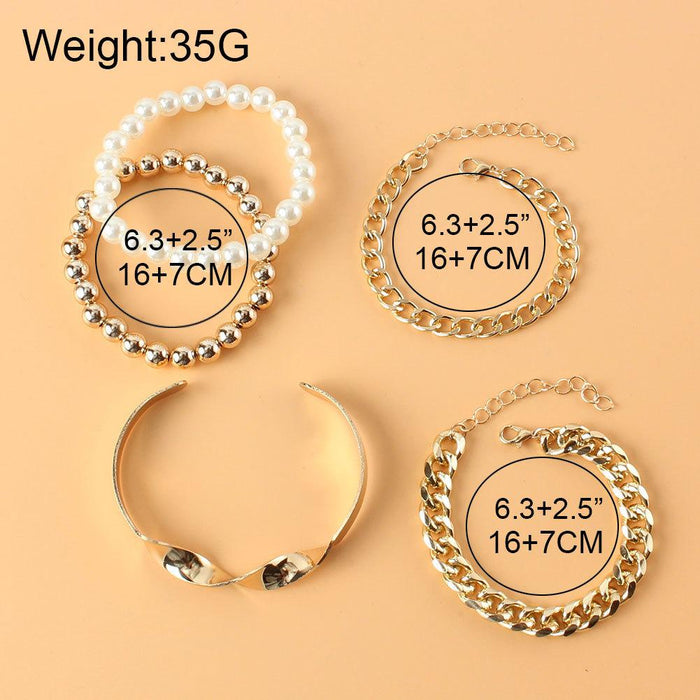 Simple and Personalized Gold Multi-layer Bracelet Set Bracelet