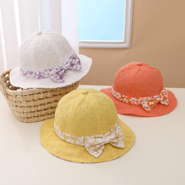 Summer Outdoor Windproof Shade Cute Bow Children's Fisherman Hat