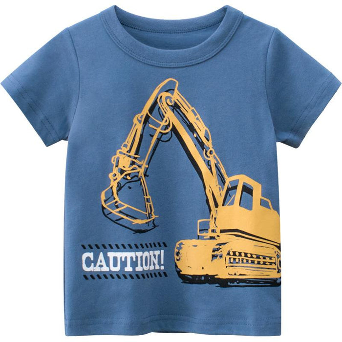Children's short sleeved T-shirt boys' excavator
