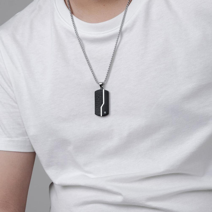 Men's Fashion Stainless Steel Titanium Steel Black Pendant