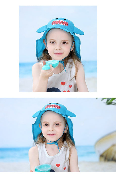 Cartoon Shark Outdoor Beach Sunscreen Children's Shawl Hat