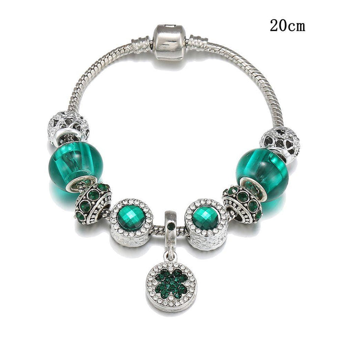 Four-leaf clover bracelet female green forest DIY crystal beads