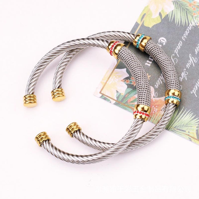 Fashion Woven Titanium Steel Bracelet Elastic C-shaped Bracelet Bangle