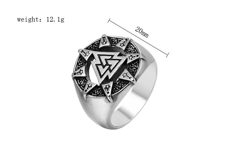 Nordic Viking Triangle Symbol Men's Titanium Steel Ring