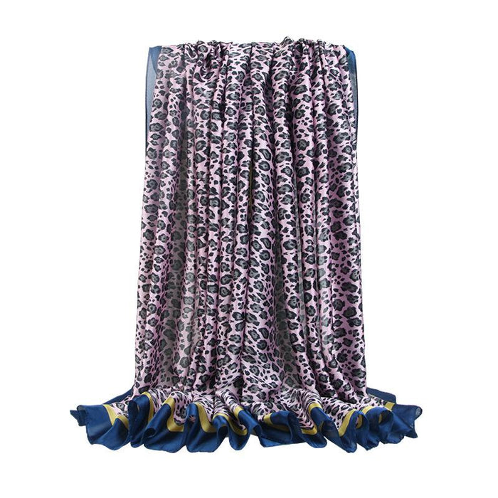 Long Scarf Leopard Print New Satin Print Sunscreen Shawl Scarf