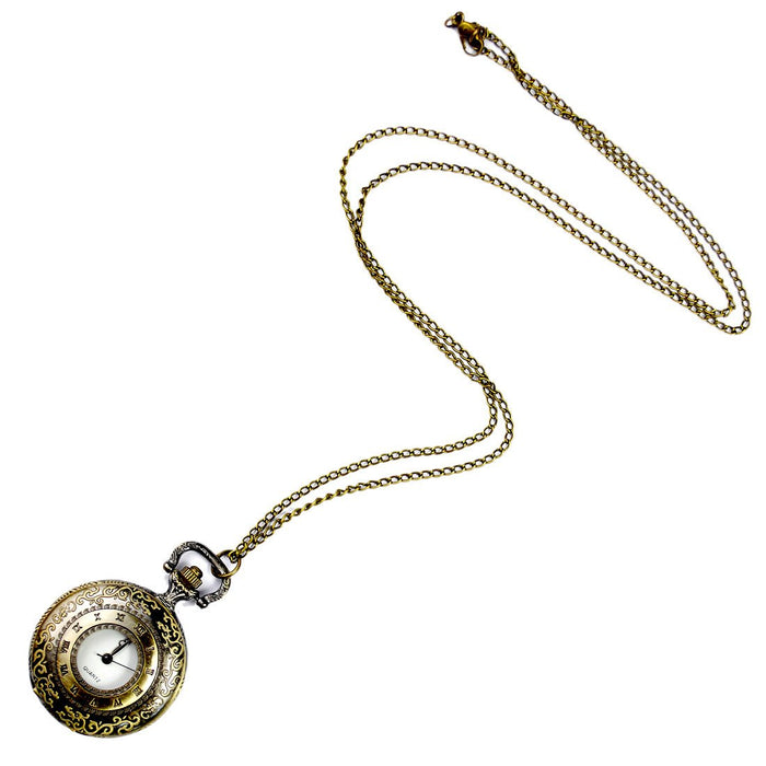 Medium White Roman Double Time Display Vintage Stripe Pocket Watch LL7303