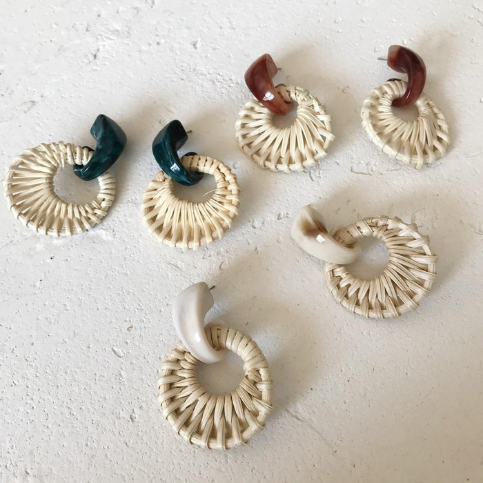Acrylic Resin Earrings Bamboo Rattan Vintage Earrings Jewelry