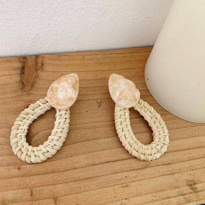 Bohemian Long Handmade Rattan Tassel Earrings