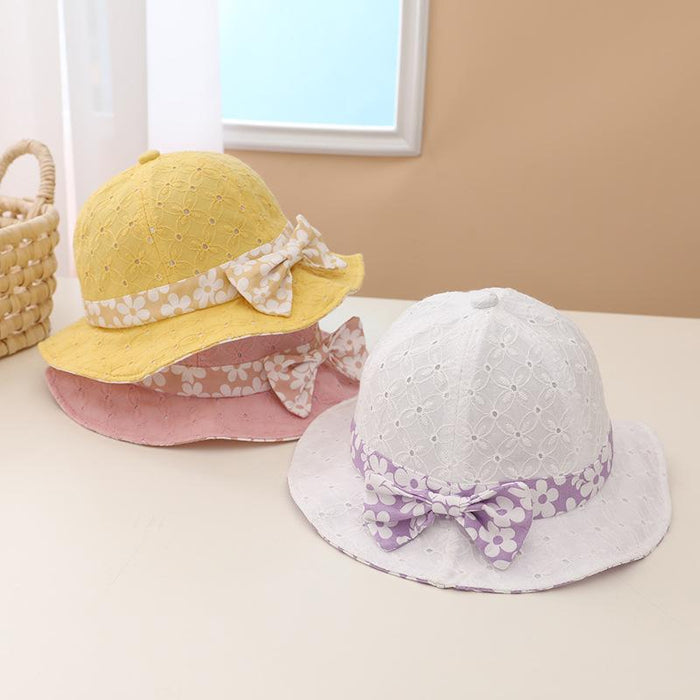 Summer Outdoor Windproof Shade Cute Bow Children's Fisherman Hat