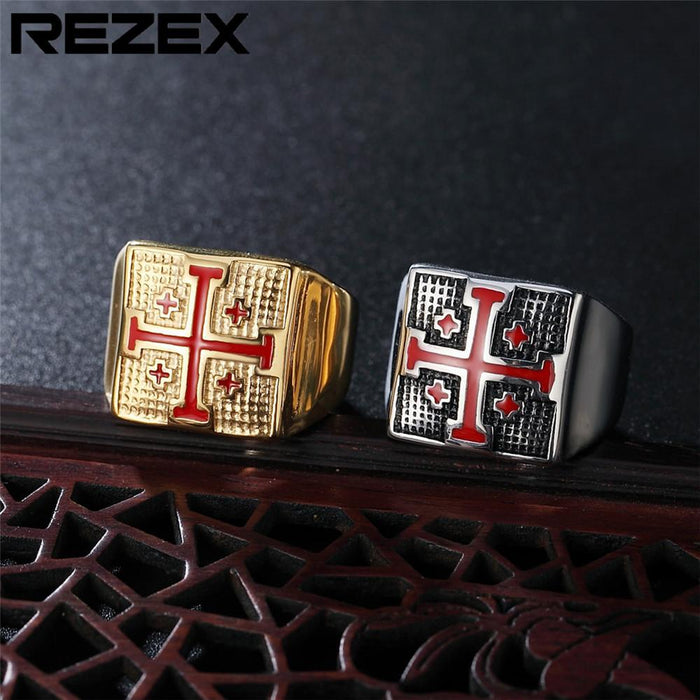 New Trade Ring Red Cross Army Men's Titanium Steel Ring