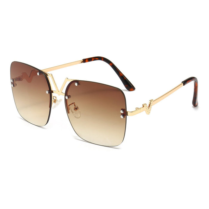 Metal square color large frame sunglasses