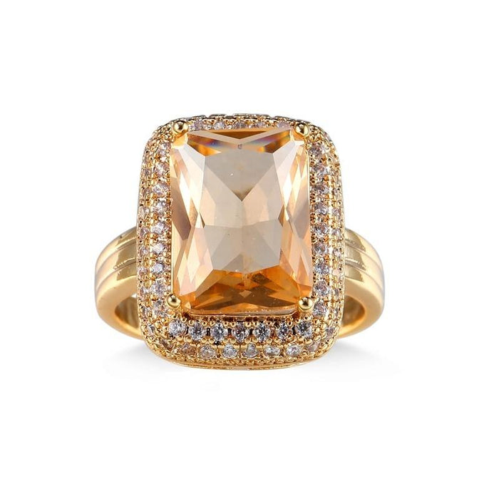 Fashion Jewelry Women's Champagne Zircon Gold Palted Rings