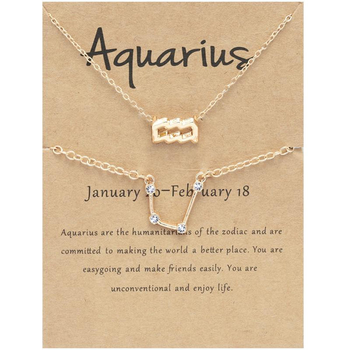 Twelve Constellations Necklace Diamond Bracelet Card Set