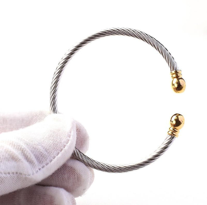 New Simple Twisted Wire Round Head Titanium Steel Bracelet Bangle