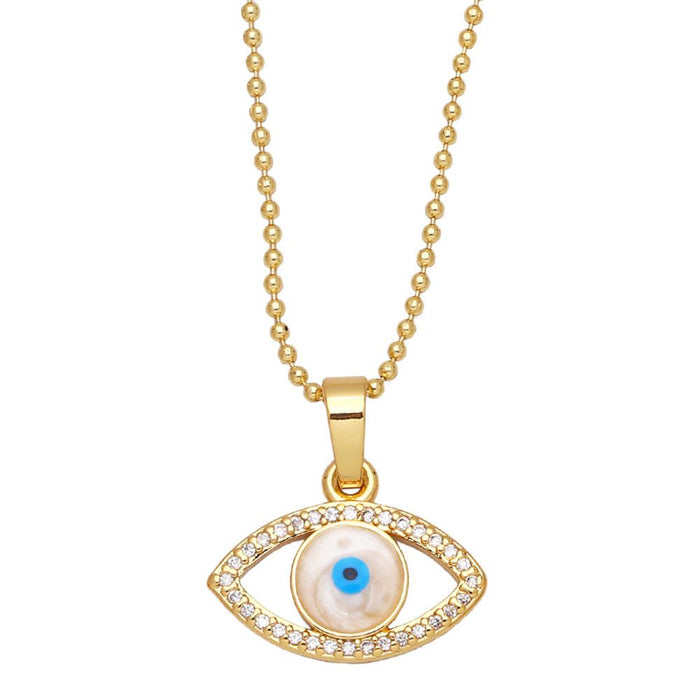 Advanced Geometric Love Diamond Inlaid Devil's Eye Necklace