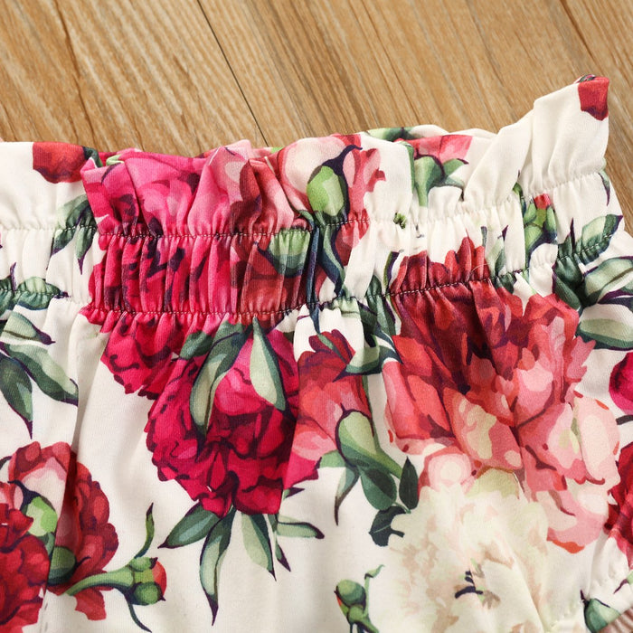 Girls' solid color flower printed briefs