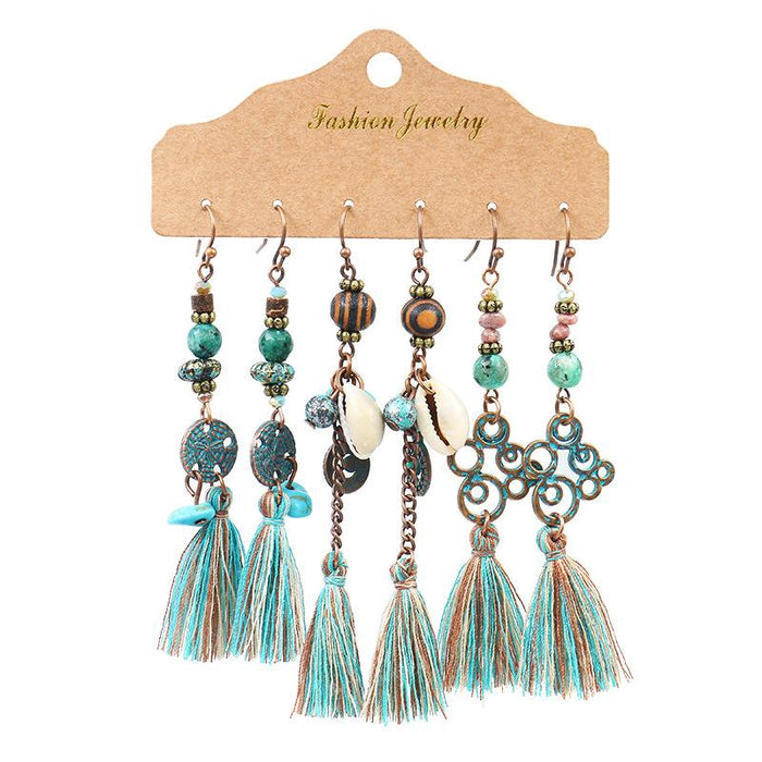 3 pairs/set Earrings Bohemian Style Jewelry X0X36210
