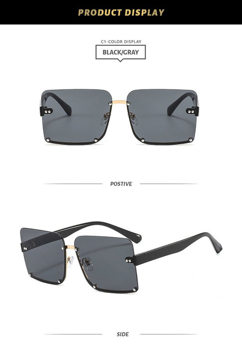 Half frame square Sunglasses Retro