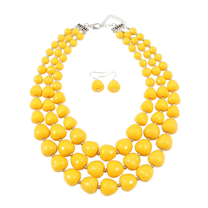 Women's jewelry color Beaded exaggerated Necklace Set