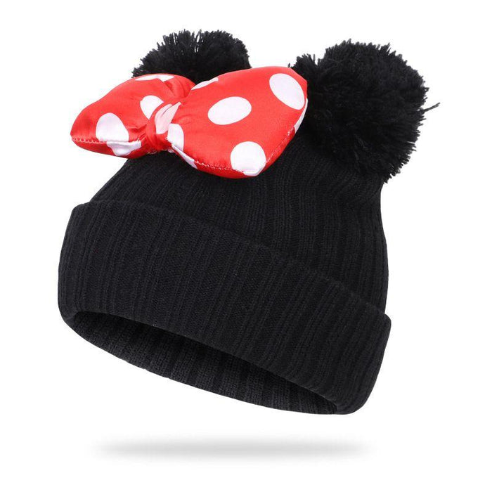 Cute Dot Bow Knitted Winter Warm Beanie
