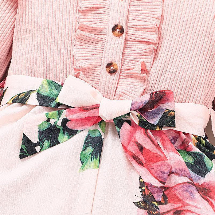 Baby Girls Printed Pink Long Sleeved Jumpsuit