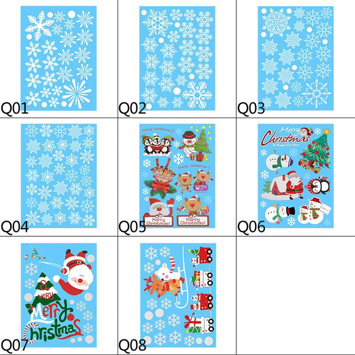 1 Sheet Merry Christmas Snowflake Snowman Window Sticker