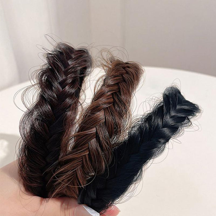 Women Fishbone Braid Lazy Wig Twist Braid Headband