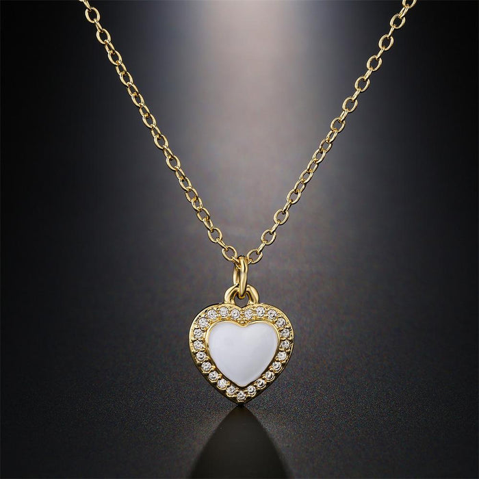 Personalized Drop Oil Zircon Peach Heart Pendant Gold Color Necklace