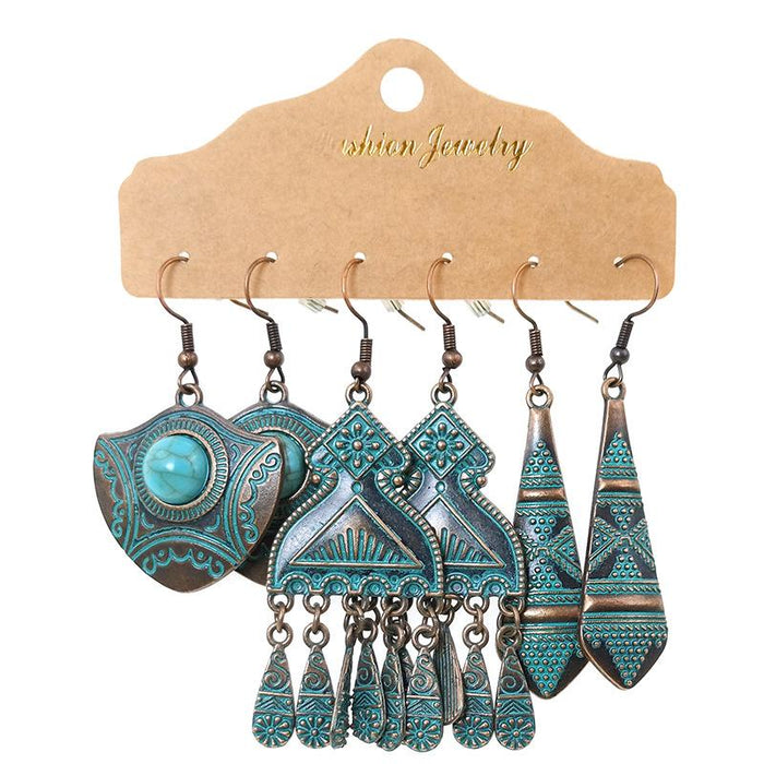 3 pairs/set Earrings Bohemian Style Jewelry X0X36197