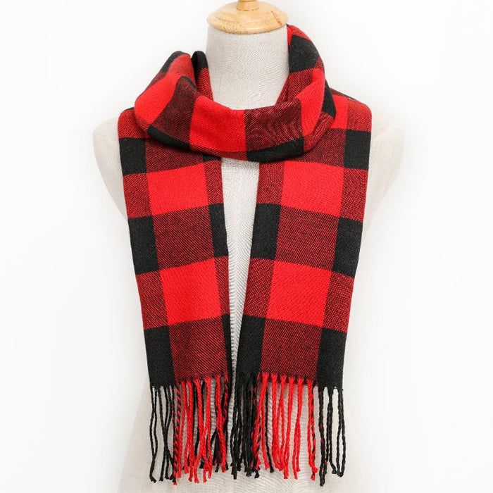 Winter Tassel Lattice Warm Scarves