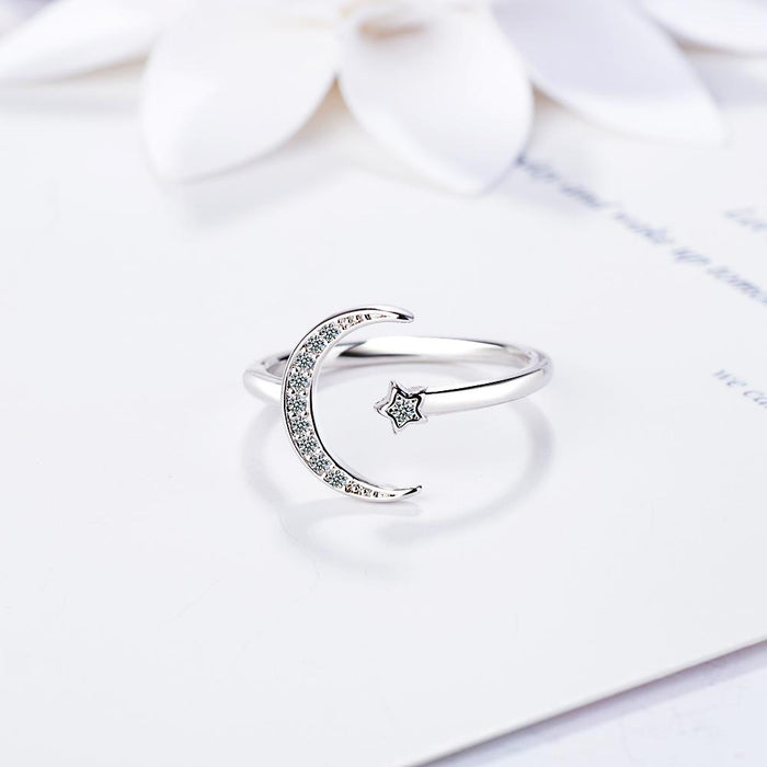 New Simple Hollow Moon Star Open Ring
