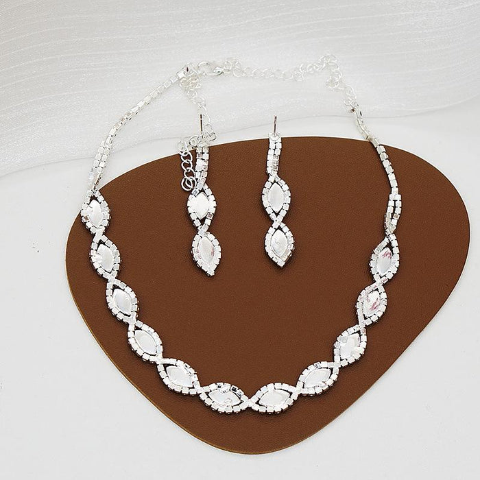 New Women's Accessories Jewelry Rhinestone Earrings Necklace Set