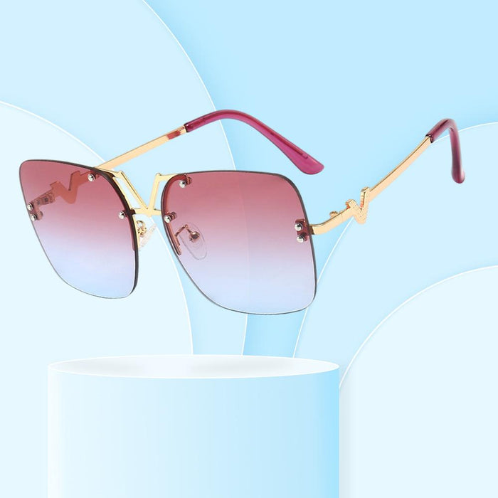 Metal square color large frame sunglasses